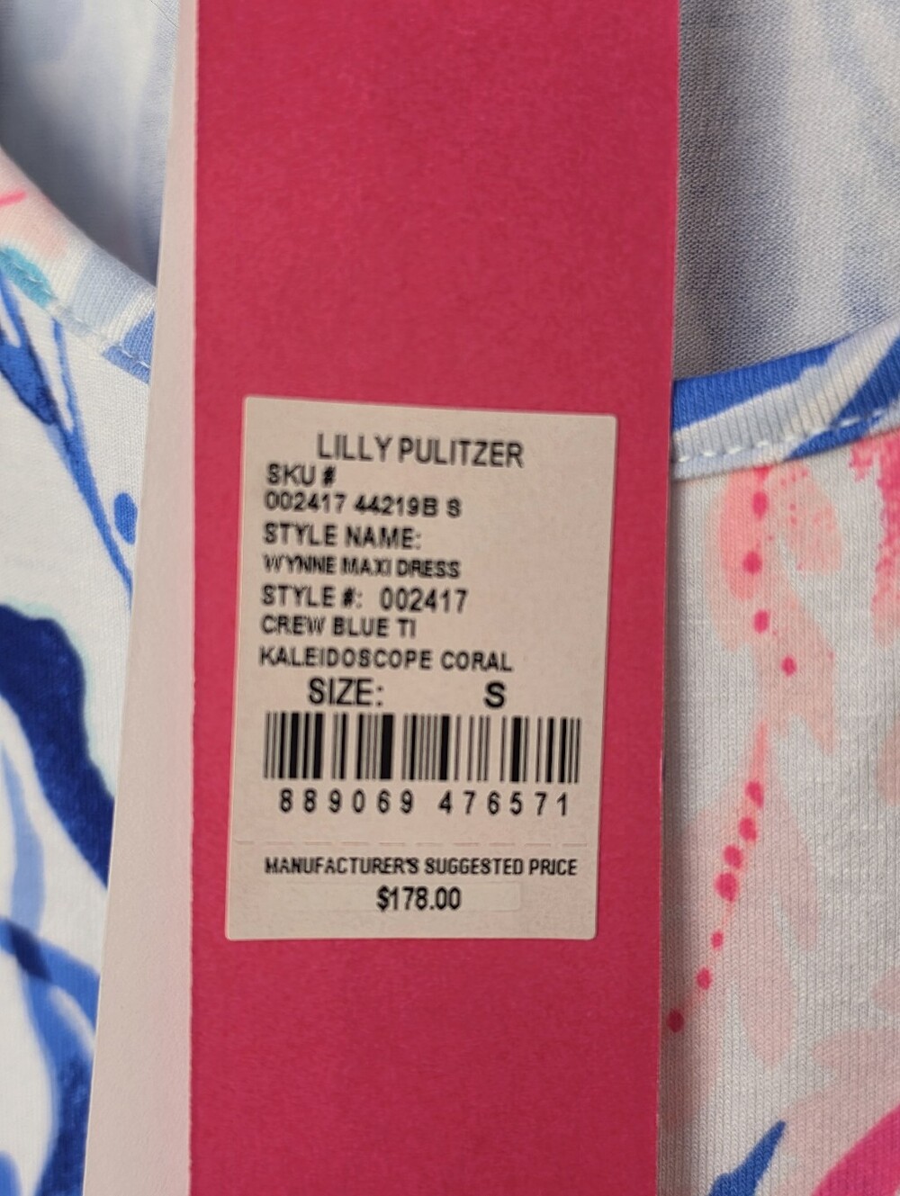 Lilly Pulitzer Scoop Neck Maxi Dress Short Sleeves Multicolor Print Small NWT - Picture 3 of 3